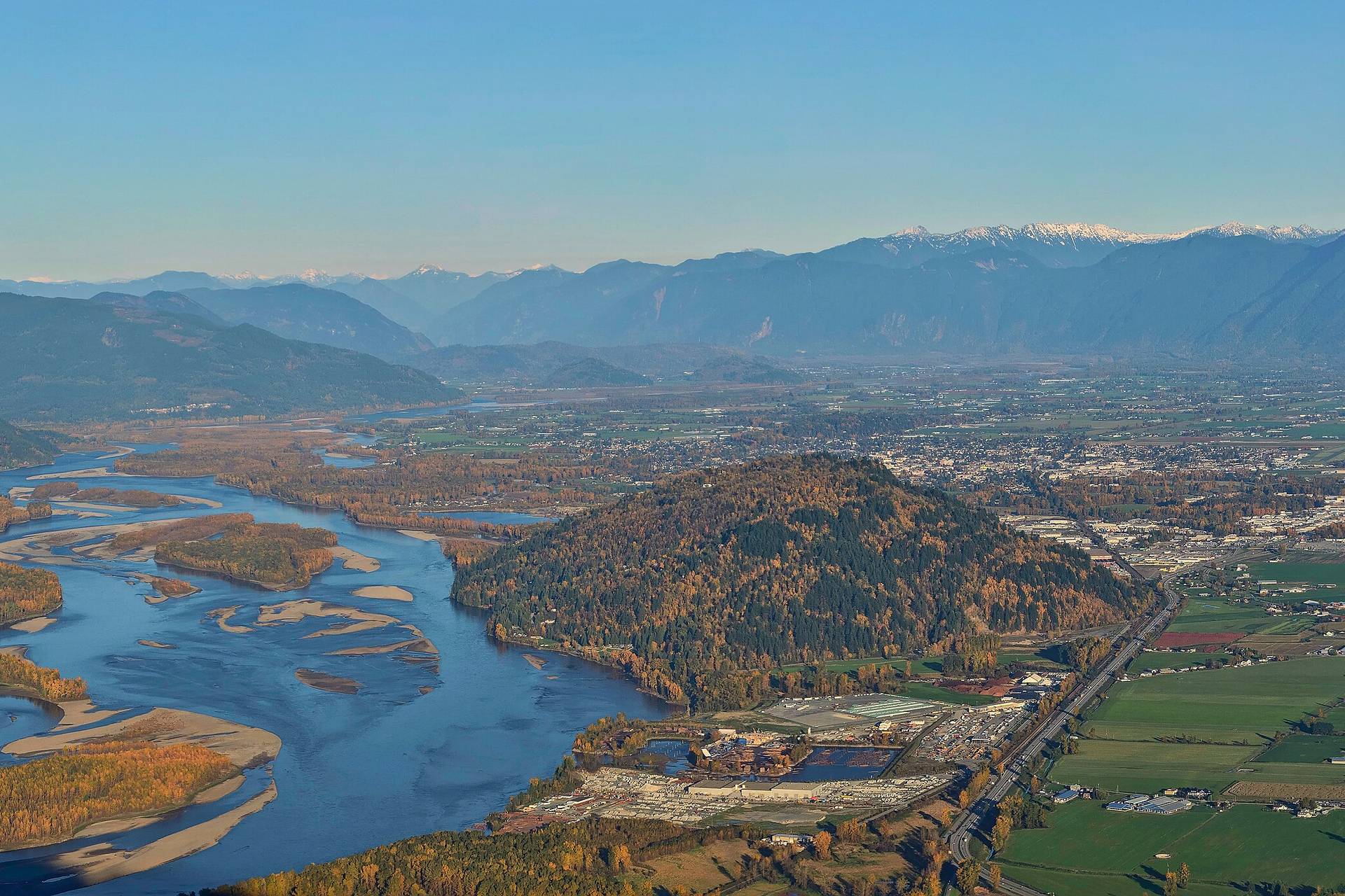 The Fraser Valley and Fraser River seen from Sumas Mountain