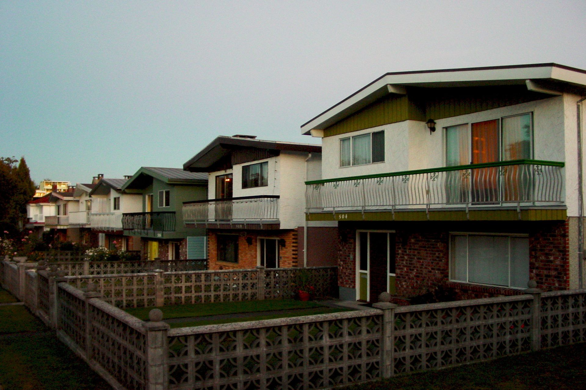 A block of Vancouver Special detached houses