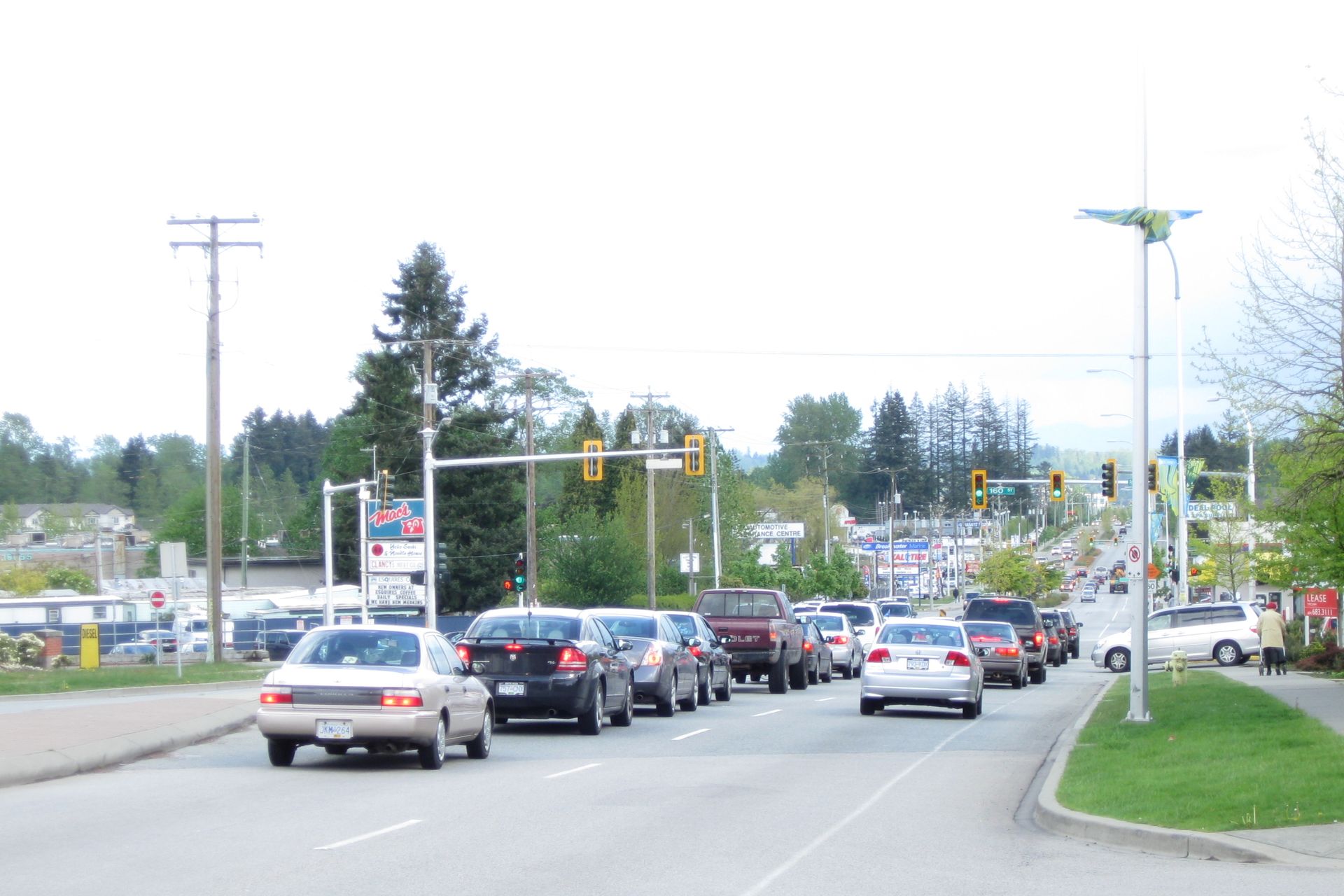 Fraser Highway traffic through Fleetwood Town Centre in Surrey