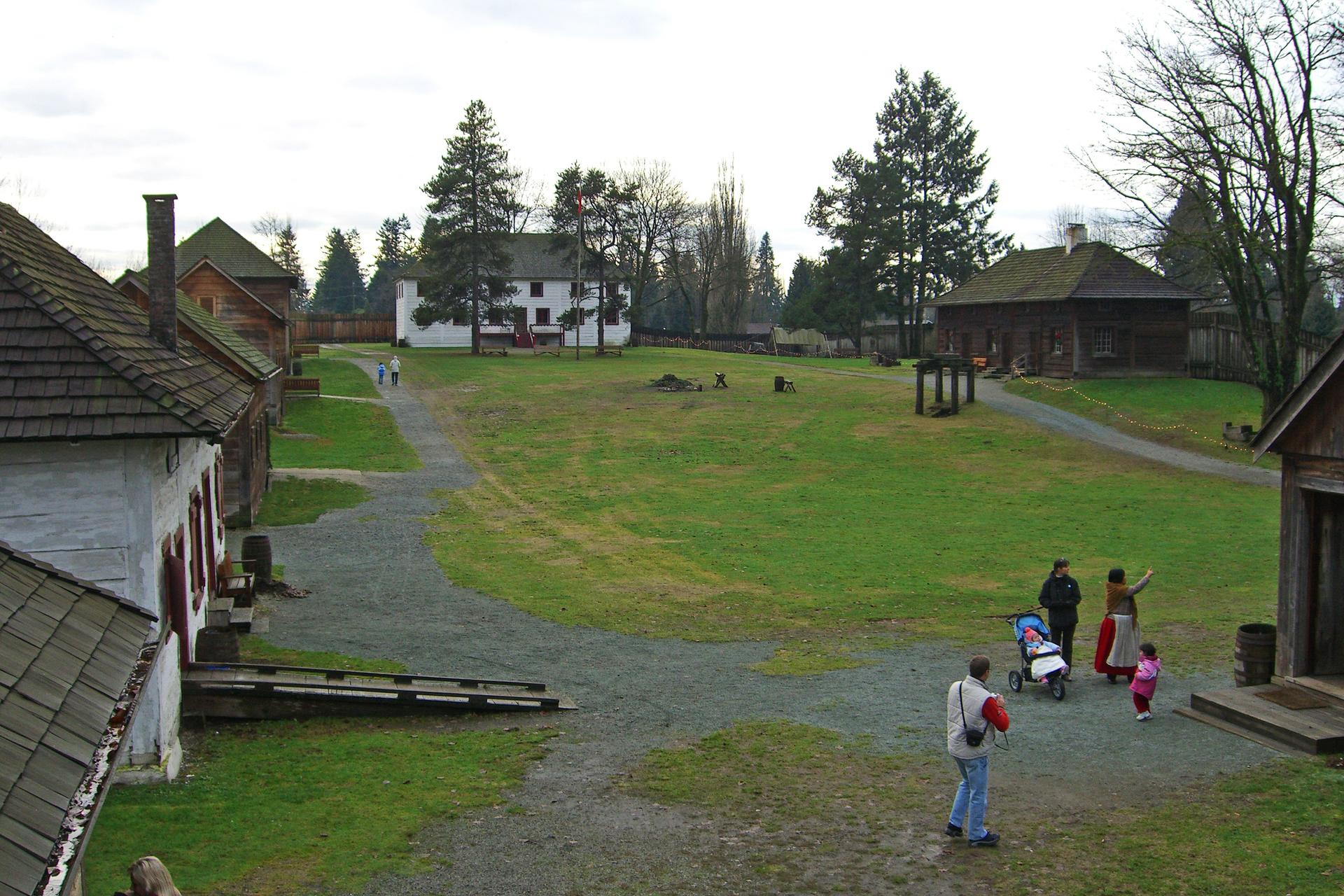 Grounds of Fort Langley National Historic Site seen from the northeast bastion