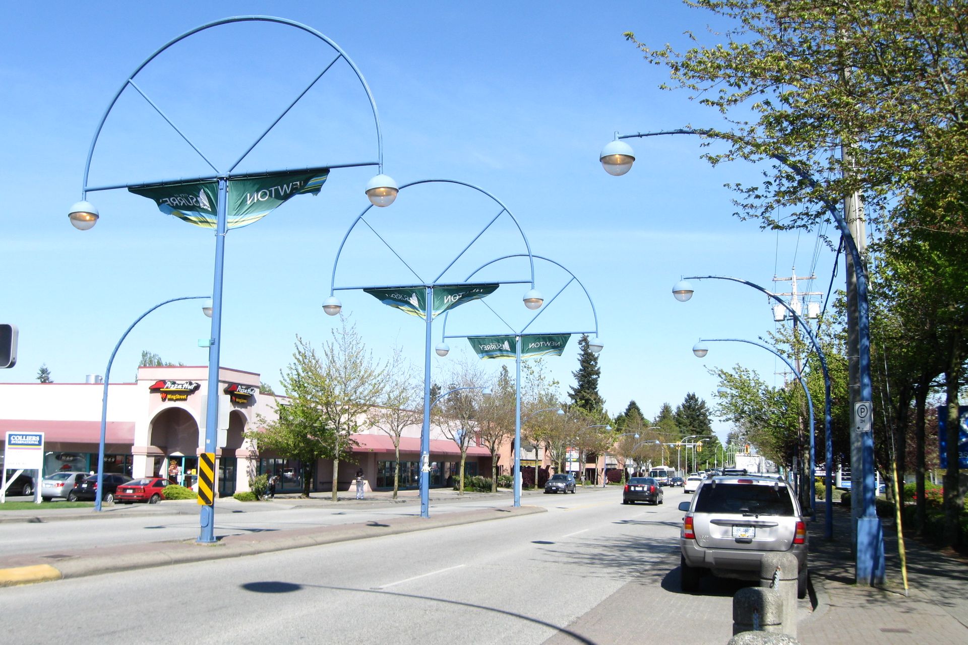 Public art streetlights in Newton Town Centre on 72 Avenue, Surrey
