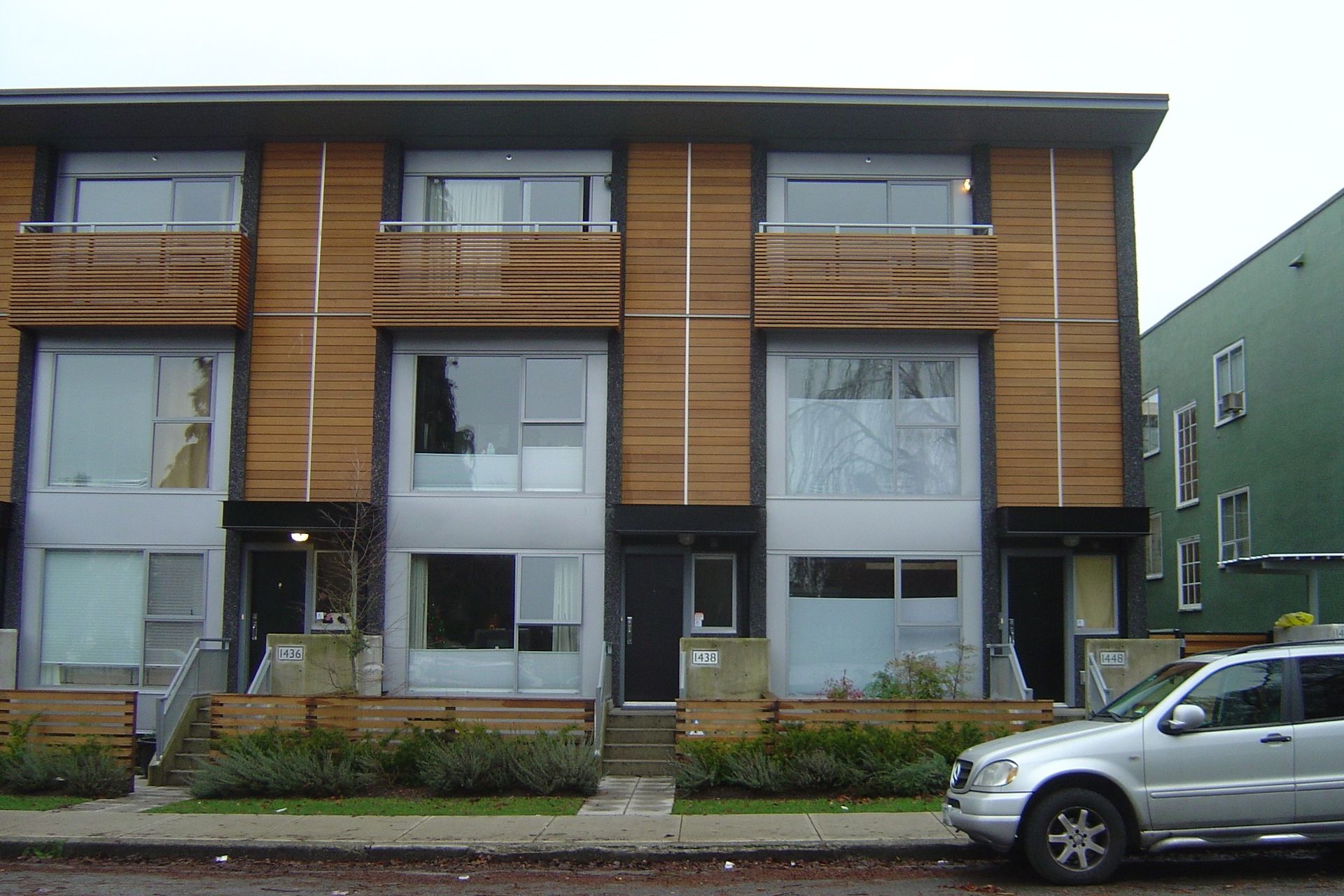 Row of three-storey townhouses on Arbutus Street, Vancouver