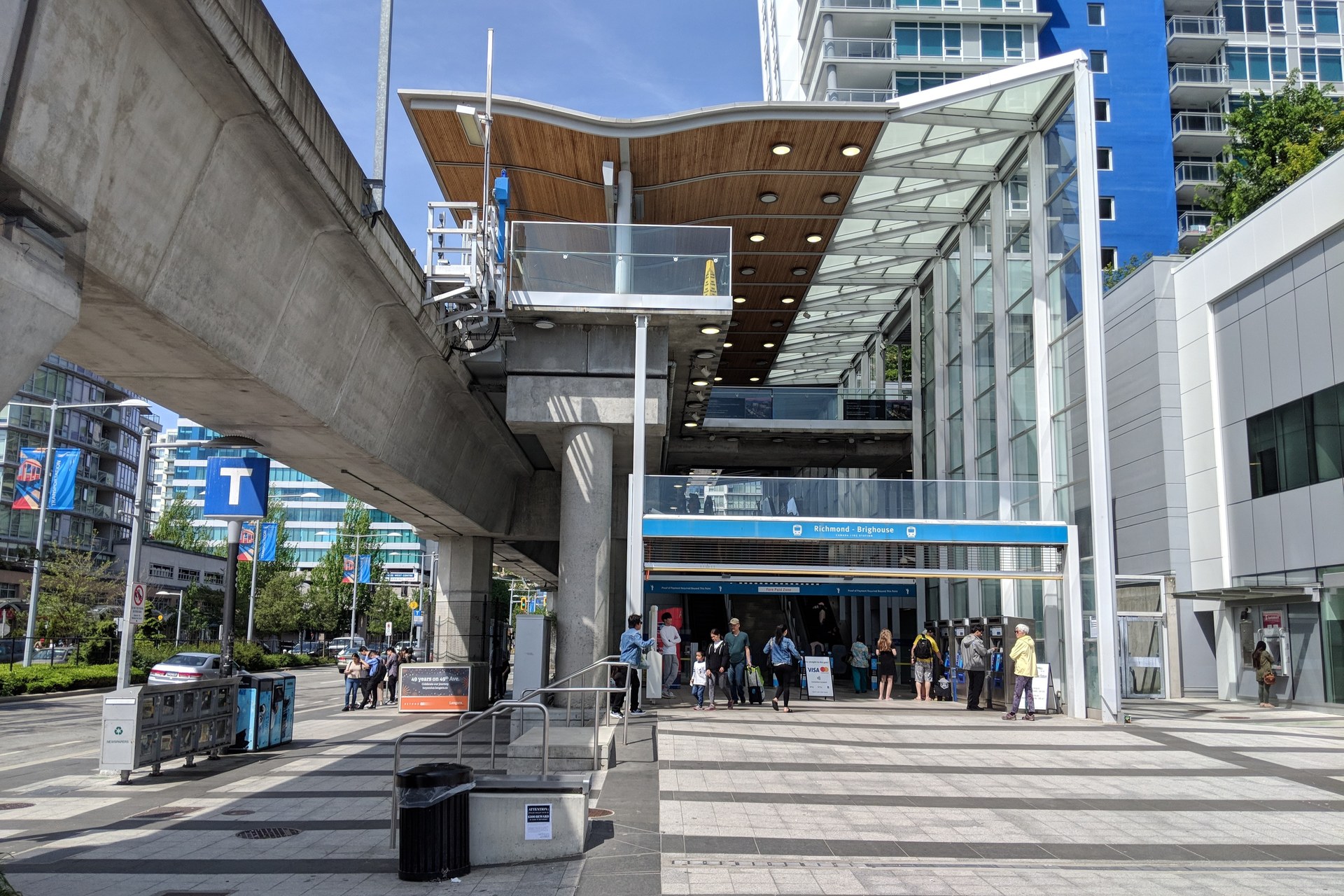Richmond–Brighouse Canada Line station entrance, photographed in May 2019